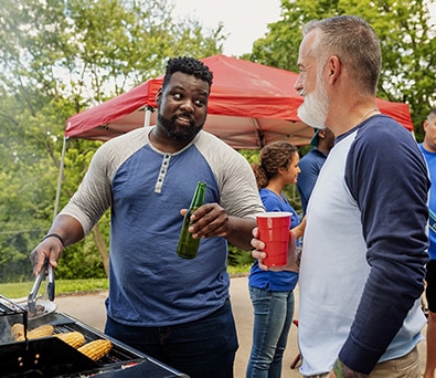 Friends-at a BBQ share photos